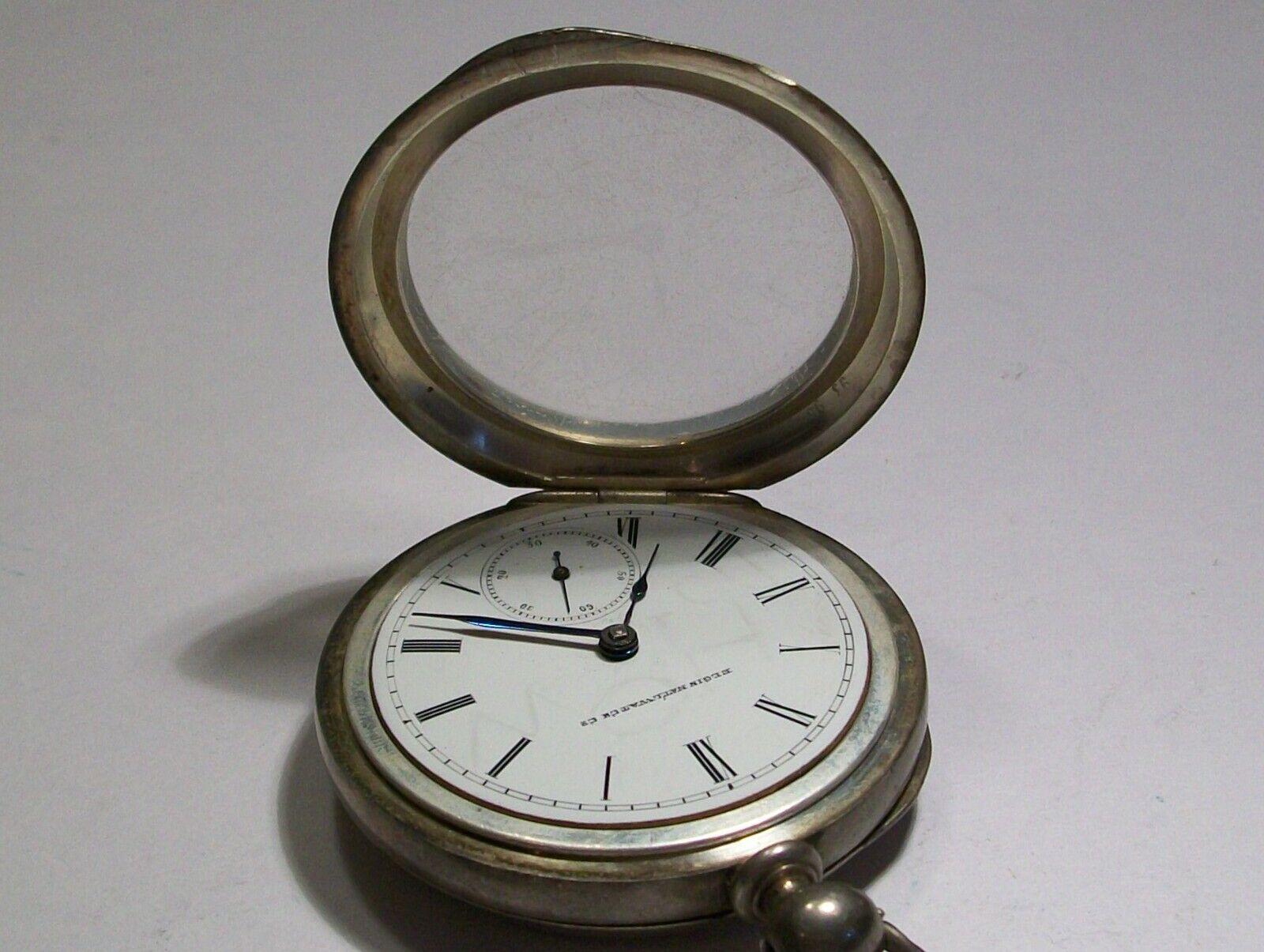 ANTIQUE 1800s NEWPORT COIN SILVER ELGIN KEY WIND POCKET WATCH THICK CRYSTAL!!!!!