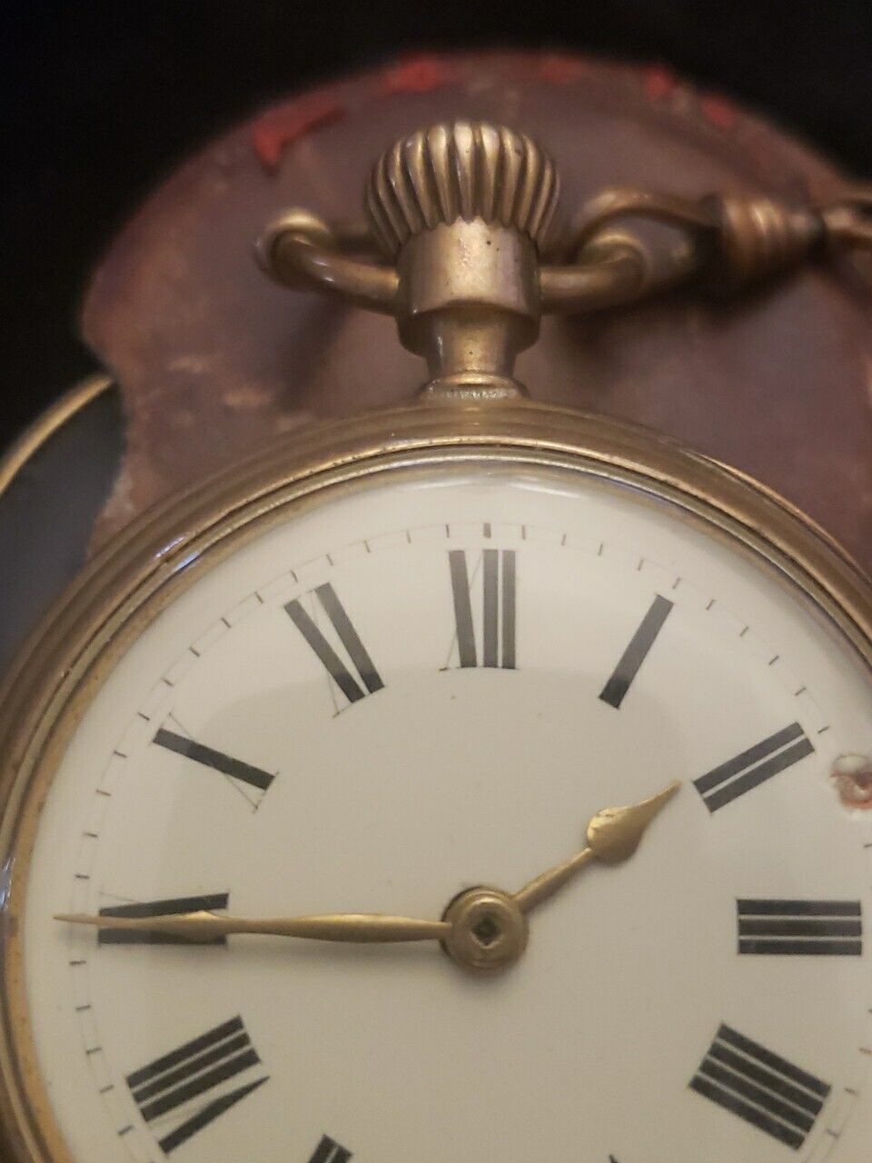 Vintage 1800's Hinged Case Pocket Watch With Fob And Glass Back Working Cond.