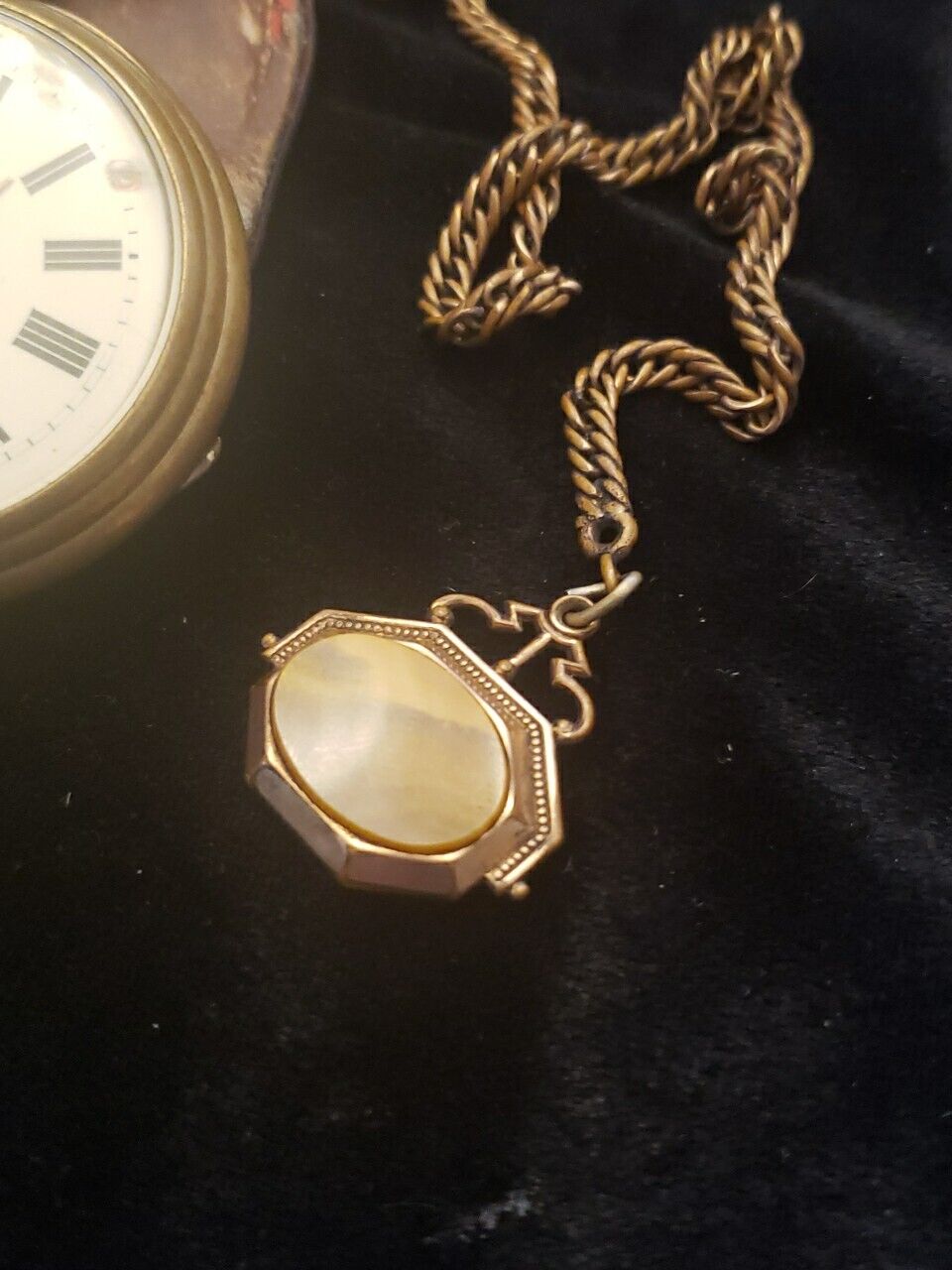 Vintage 1800's Hinged Case Pocket Watch With Fob And Glass Back Working Cond.