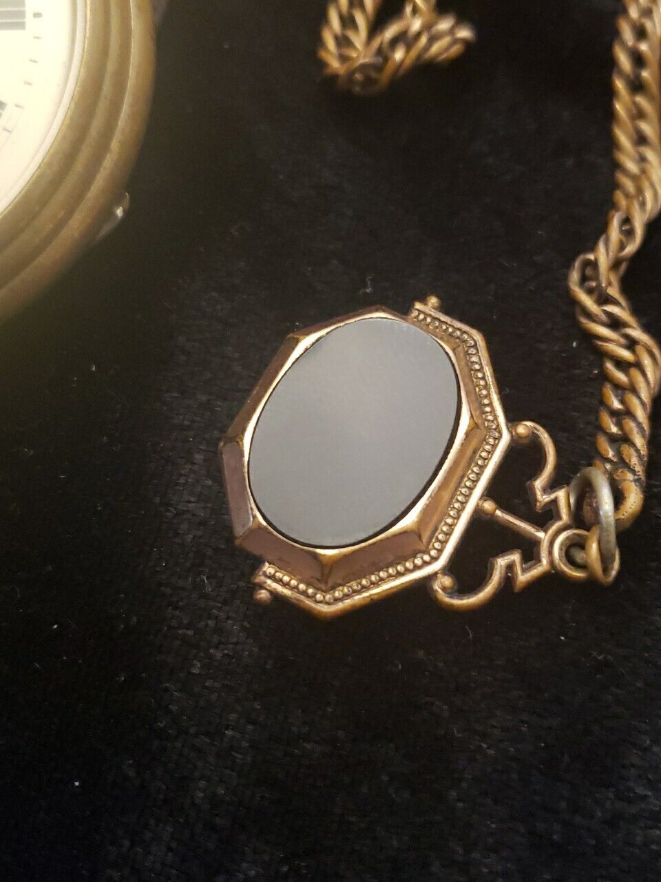 Vintage 1800's Hinged Case Pocket Watch With Fob And Glass Back Working Cond.