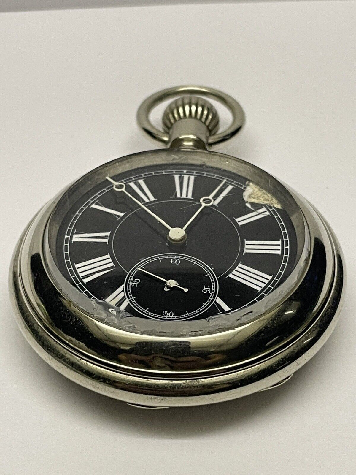 Cross and Beguelin Pocket Watch Key Wind, Runs Silver Runs Parts/Repair 1800’s