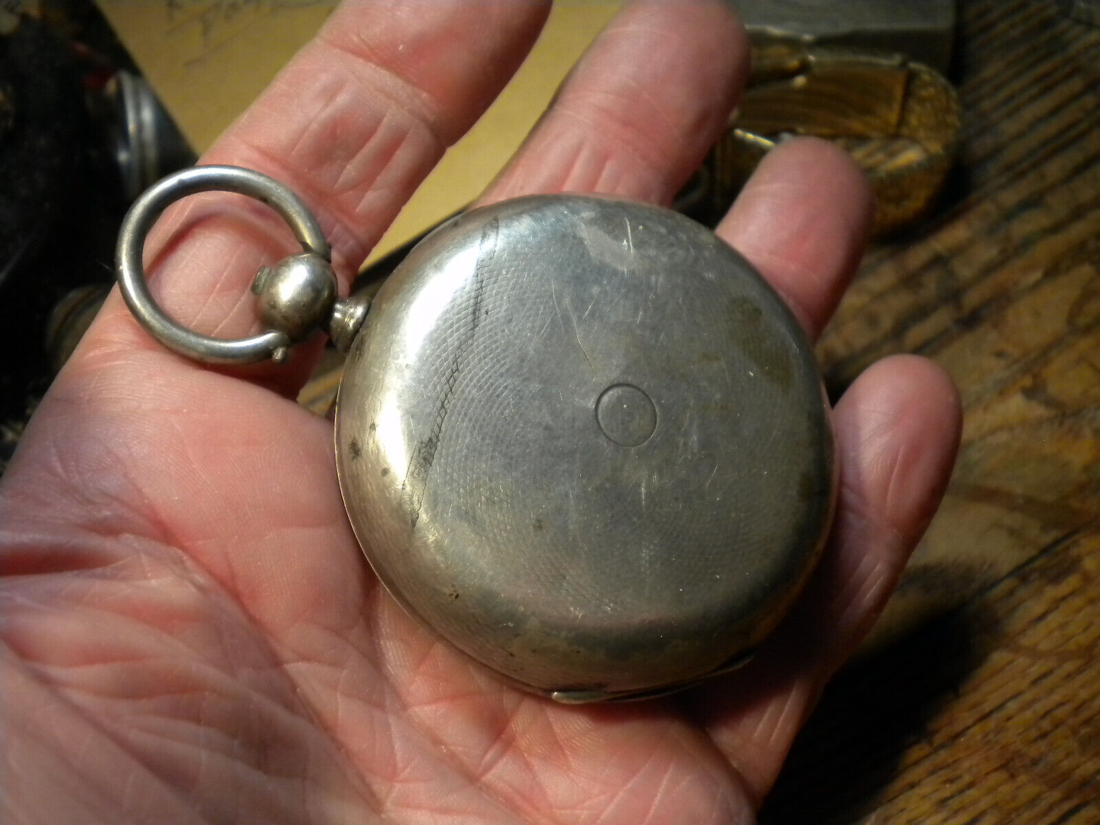 1800S-57MM-SOLID SILVER-KEYWIND POCKETWATCH CASE-WITH AMERICAN EAGLE