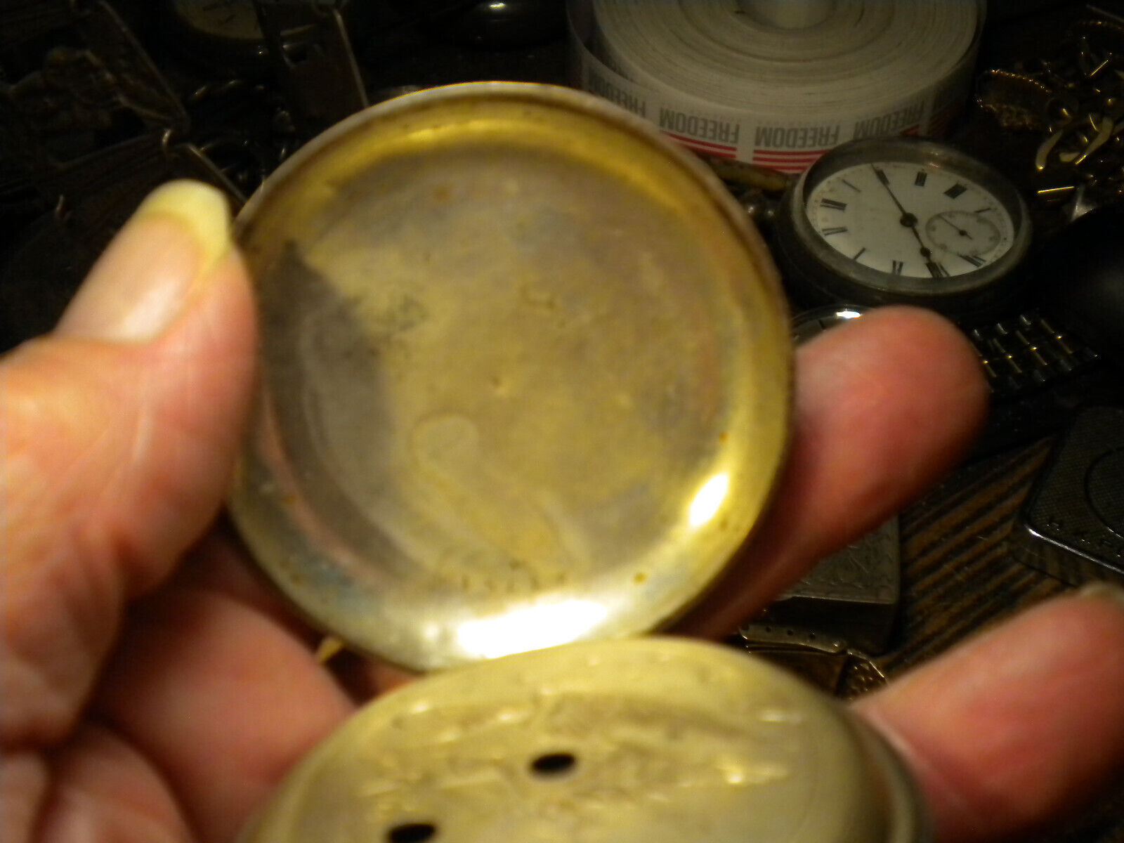 1800S-57MM-SOLID SILVER-KEYWIND POCKETWATCH CASE-WITH AMERICAN EAGLE