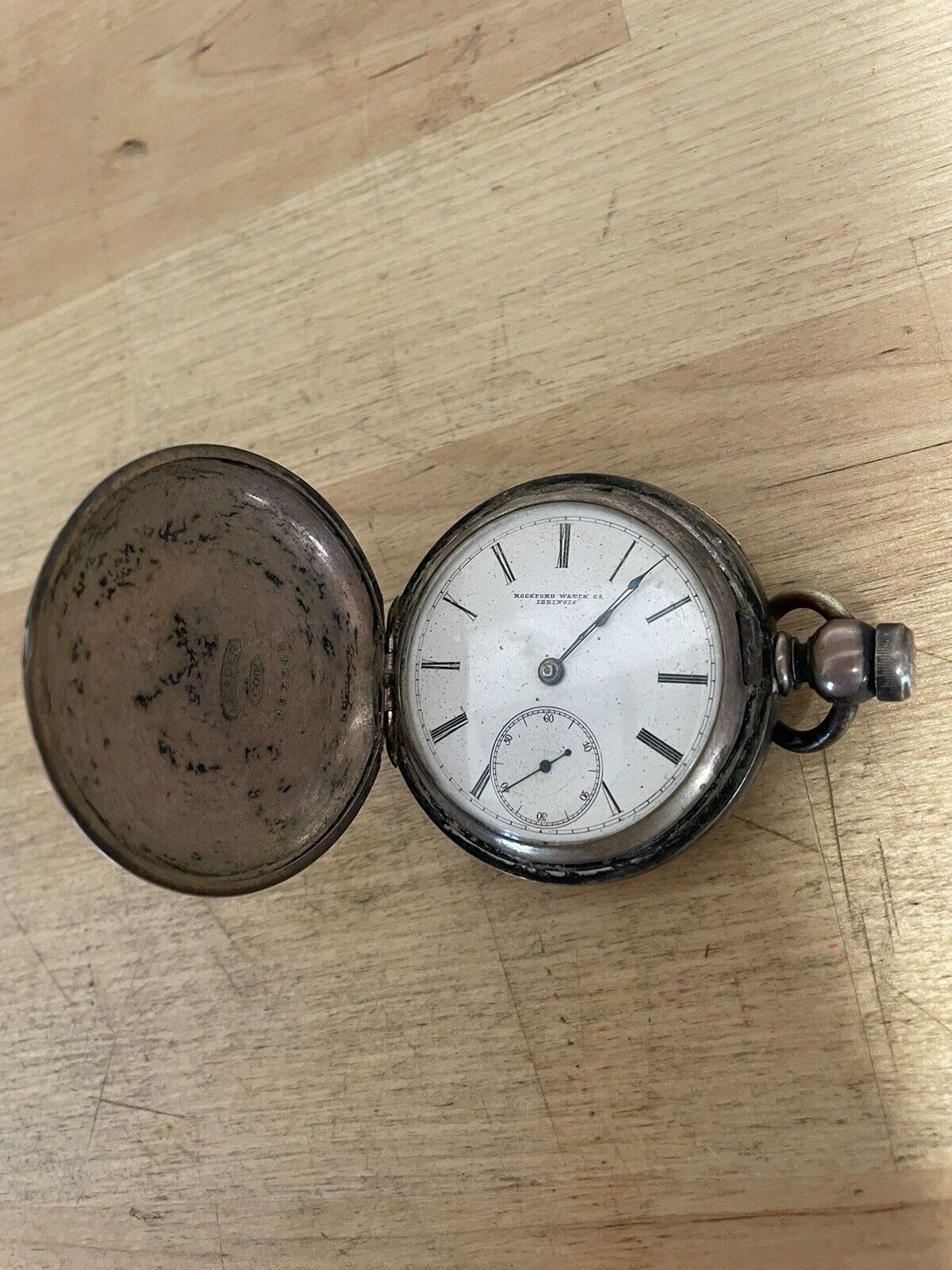 Antique 1800s Rockford Watch Co Size 18s Model 1 9J Pocket Watch Dueber Coin Cas