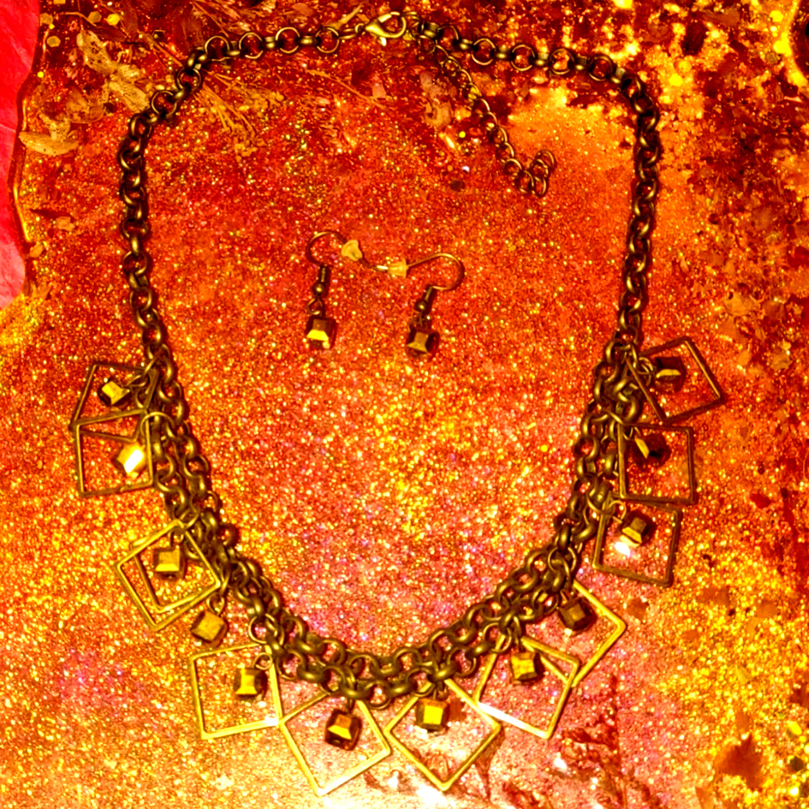 Old Antique chain necklace set from late 1800s~look at the fabulous chain style