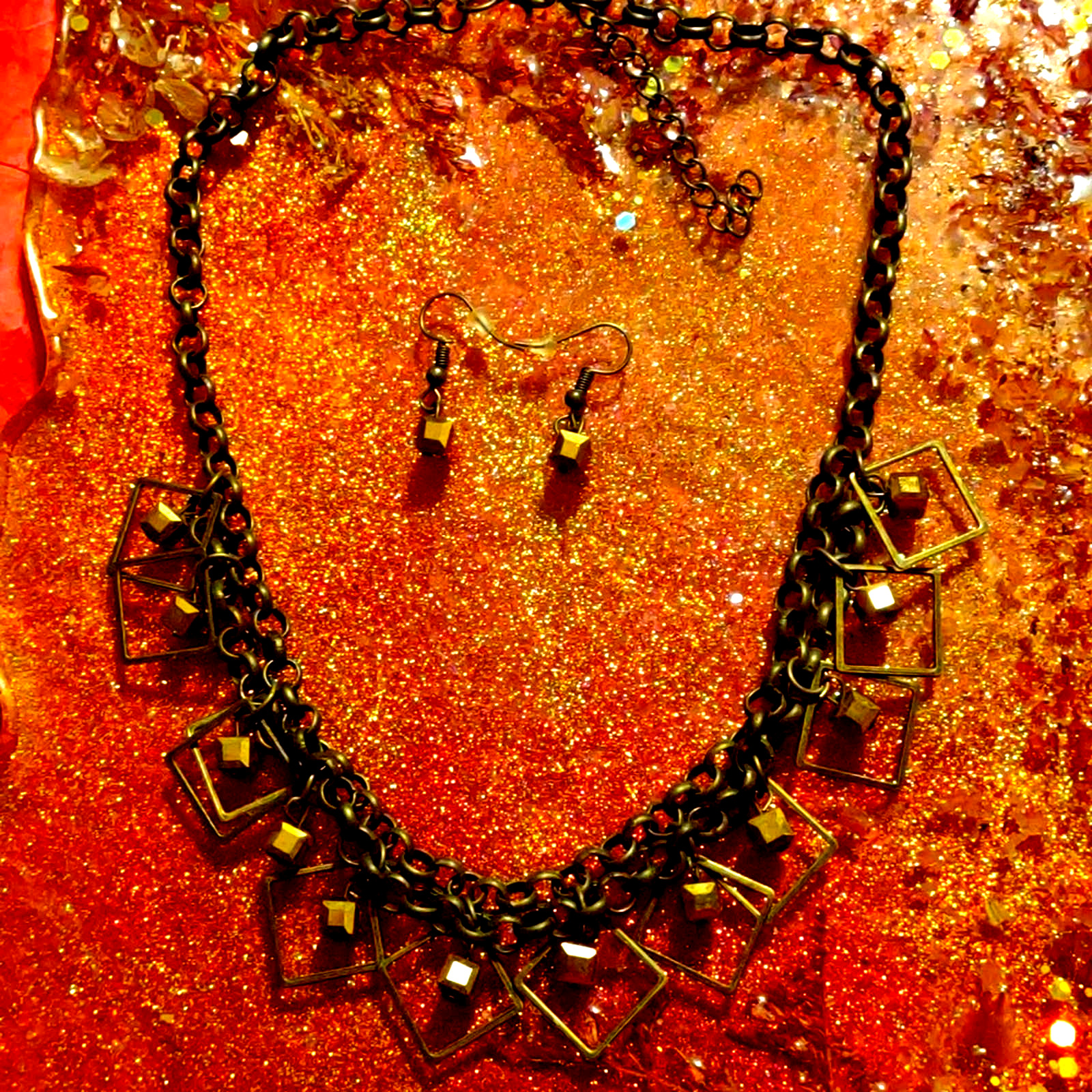 Old Antique chain necklace set from late 1800s~look at the fabulous chain style