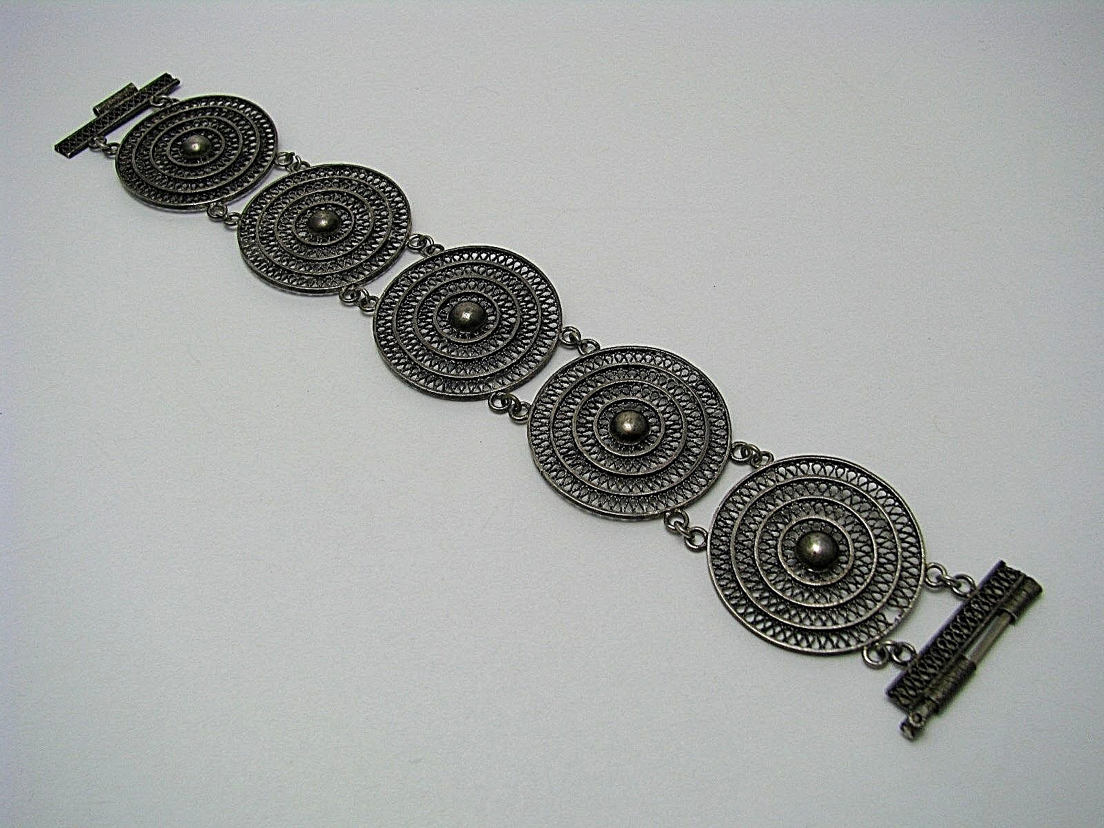 STERLING SILVER BRACELET FILIGREE Middle East Palestine Jerusalem ca1900s Rare!