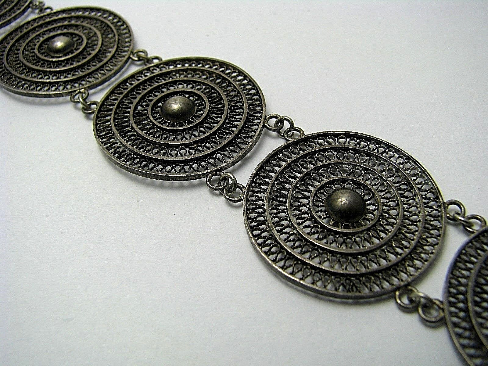 STERLING SILVER BRACELET FILIGREE Middle East Palestine Jerusalem ca1900s Rare!