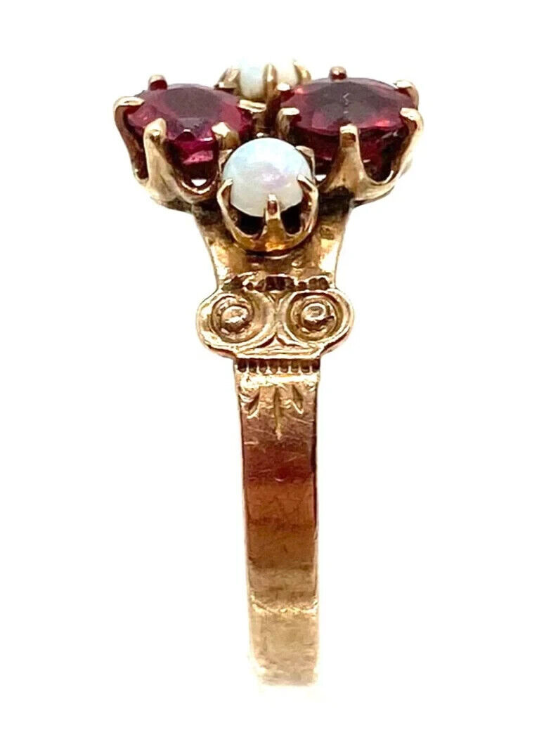 Early 1900s Victorian 14k Gold Tourmaline and Opal Ring __  1.4 grams