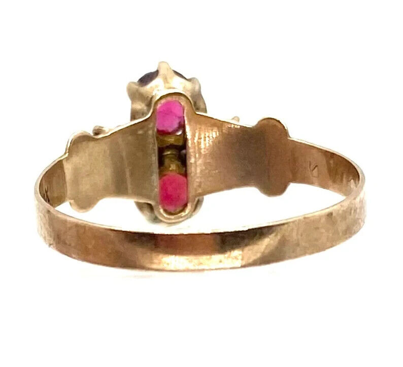 Early 1900s Victorian 14k Gold Tourmaline and Opal Ring __  1.4 grams