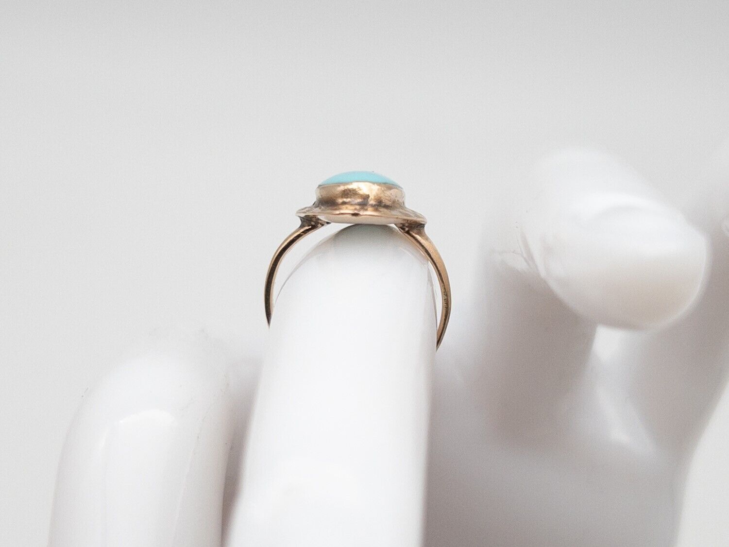 Antique Edwardian 1900s 4ct Natural Turquoise 10k Yellow Gold Ring RARE