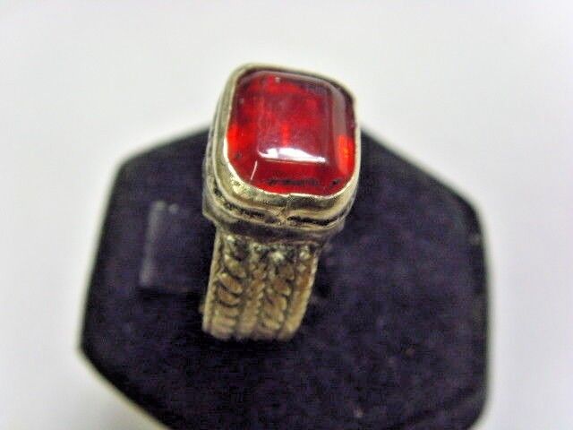 1800s antique Bedouin Nomad tribal ring 7 size central Asia religious 50218