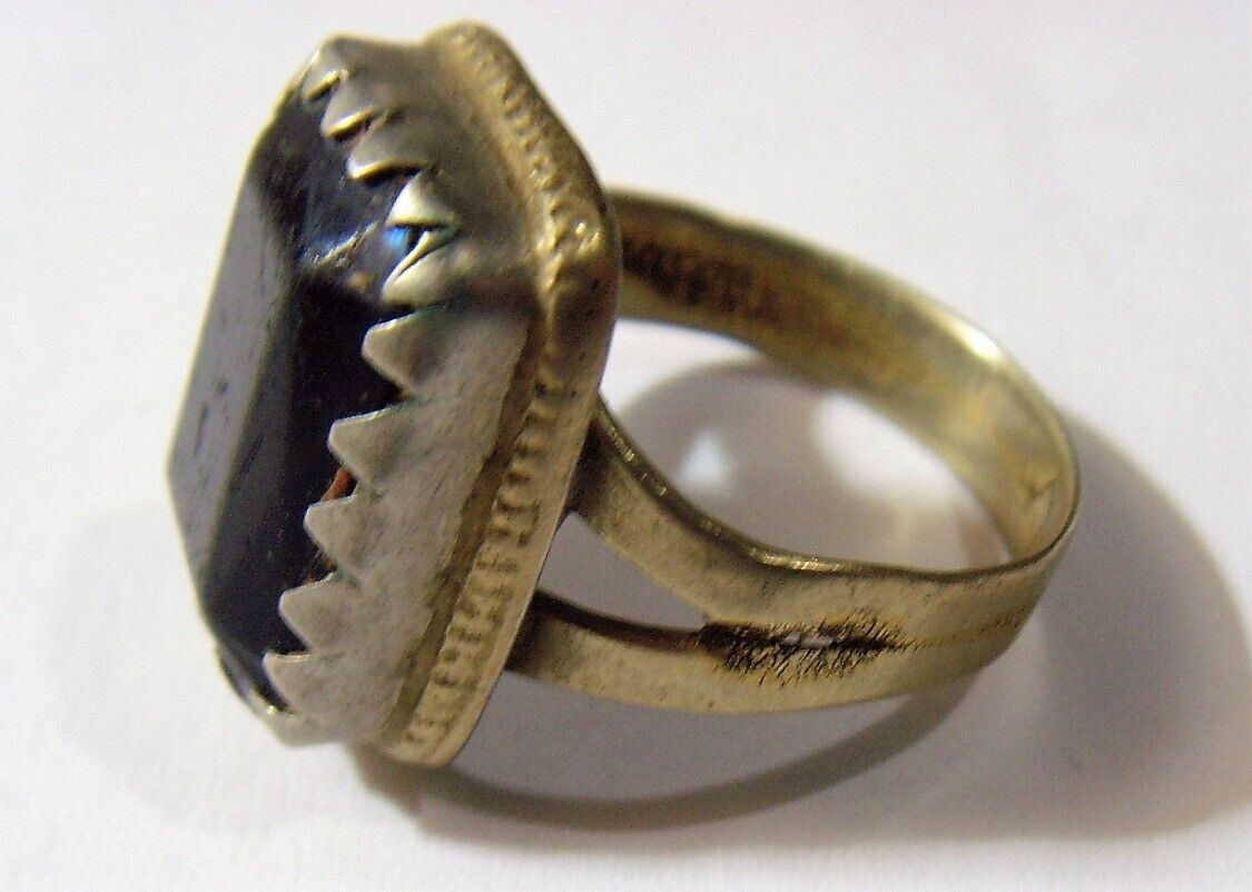 1800s antique nomadic tribal Black Nobility Onyx ring 11 size 52276