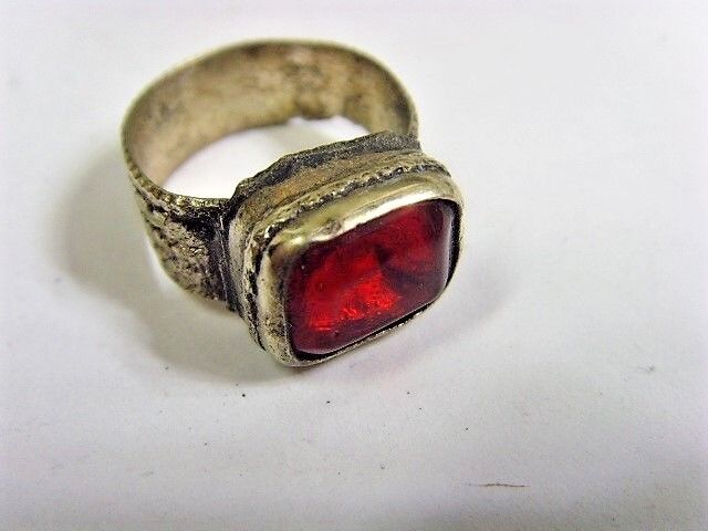 1800s antique Bedouin Nomad tribal ring 7 size central Asia religious 50218