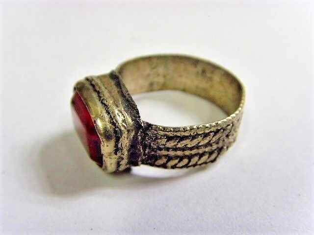 1800s antique Bedouin Nomad tribal ring 7 size central Asia religious 50218