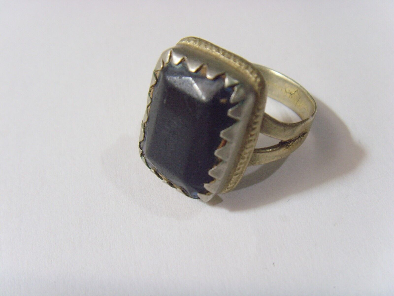 1800s antique nomadic tribal Black Nobility Onyx ring 11 size 52276