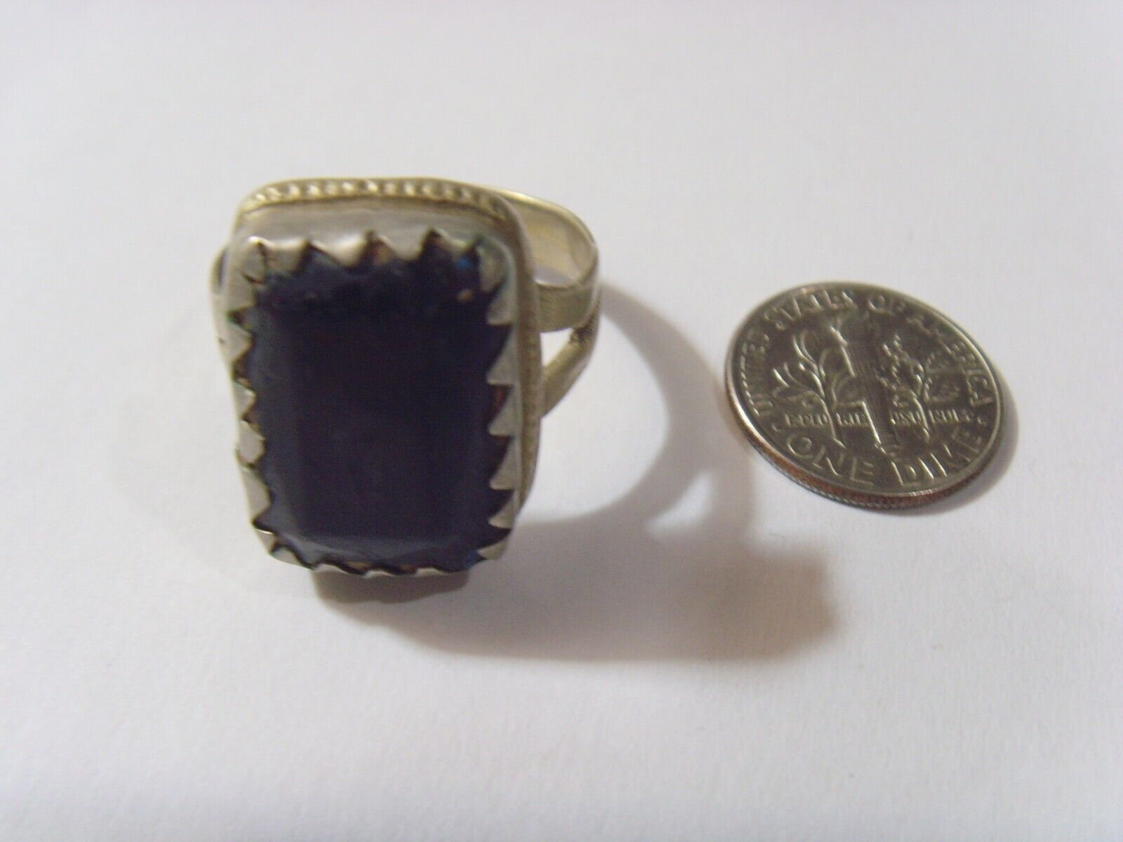 1800s antique nomadic tribal Black Nobility Onyx ring 11 size 52276