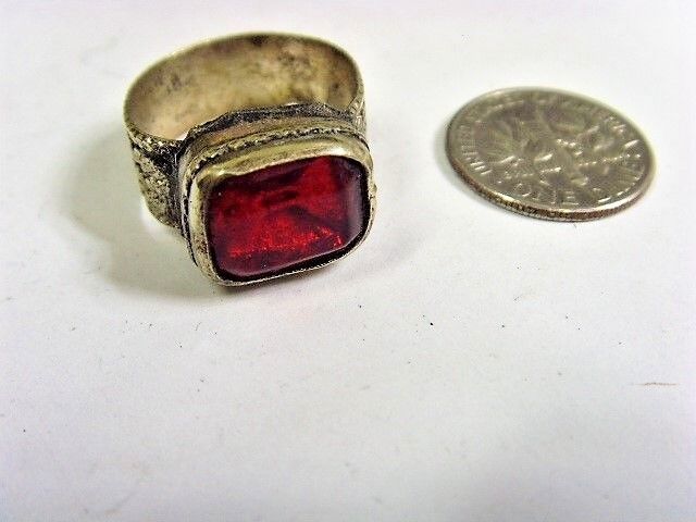 1800s antique Bedouin Nomad tribal ring 7 size central Asia religious 50218