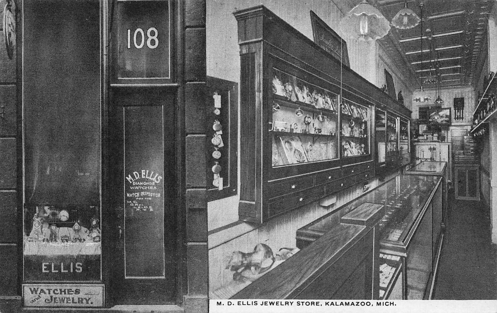 MI - VERY RARE! 1900’s M D Ellis Watches & Jewelry Store in Kalamazoo, Michigan 