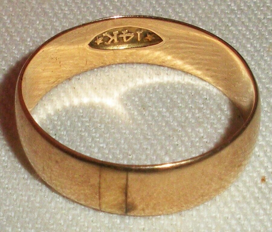 ANTIQUE 1800S 14K YELLOW GOLD WEDDING BAND RING SIZE 9 tuvi