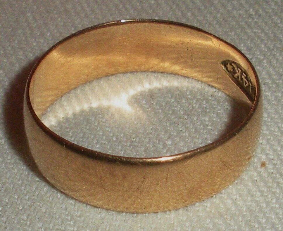 ANTIQUE 1800S 14K YELLOW GOLD WEDDING BAND RING SIZE 9 tuvi