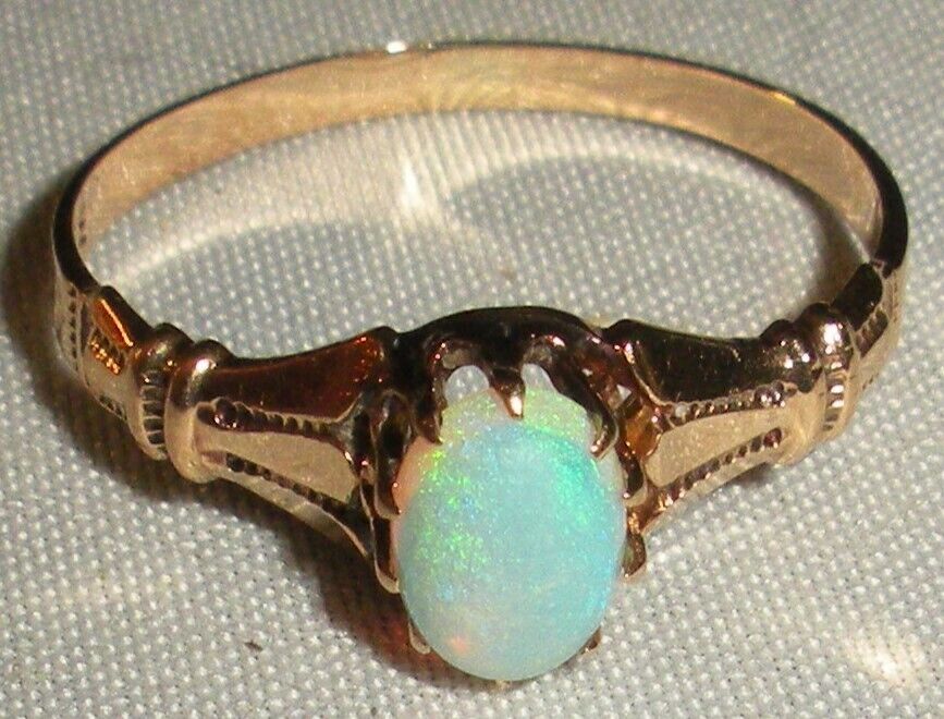 ANTIQUE 1800s 10K VICTORIAN OPAL ENGAGEMENT RING SIZE 7 1/4 tuvi