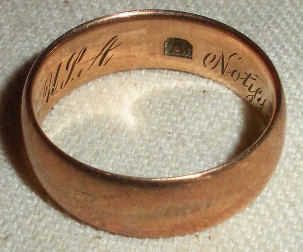 ANTIQUE 1800S 10K GOLD WEDDING BAND RING ENGRAVED TULSA OKLAHOMA SIZE 6.5 vafo
