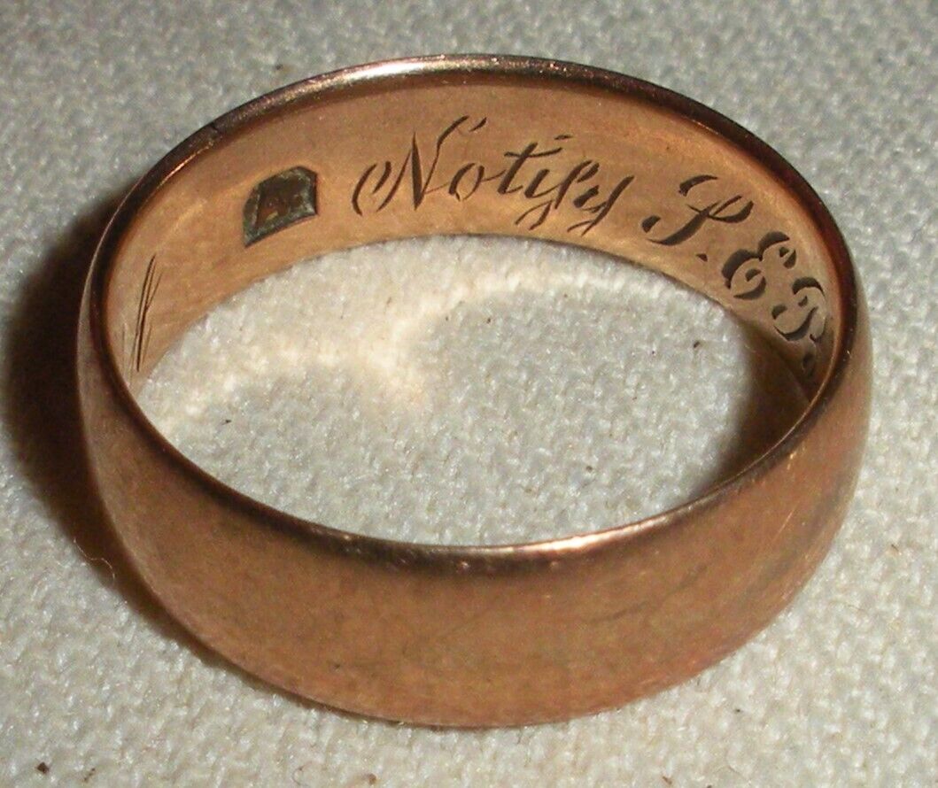 ANTIQUE 1800S 10K GOLD WEDDING BAND RING ENGRAVED TULSA OKLAHOMA SIZE 6.5 vafo