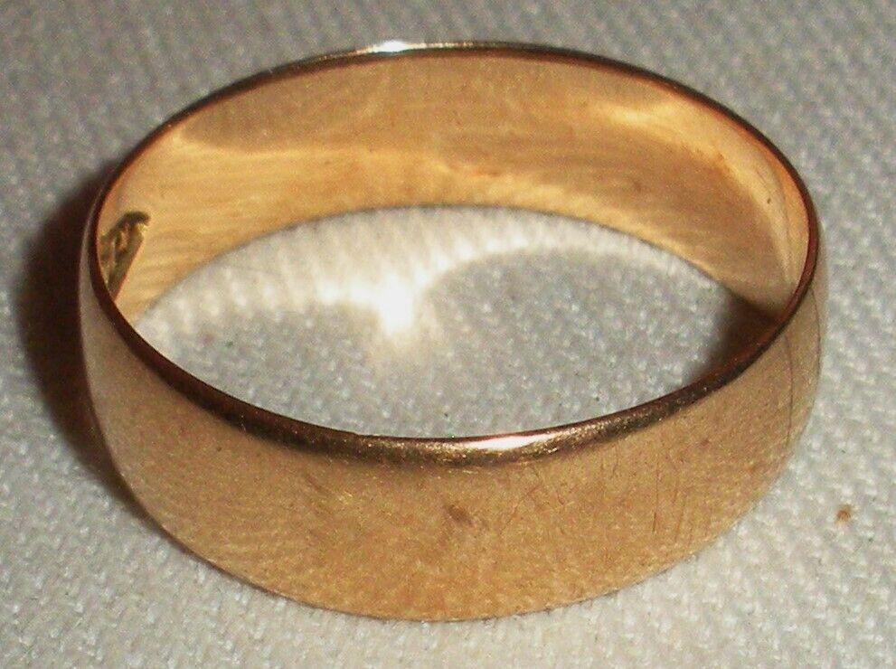 ANTIQUE 1800S 14K YELLOW GOLD WEDDING BAND RING SIZE 9 tuvi