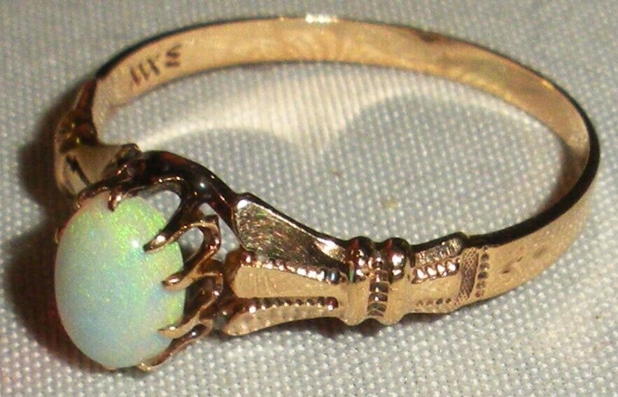 ANTIQUE 1800s 10K VICTORIAN OPAL ENGAGEMENT RING SIZE 7 1/4 tuvi