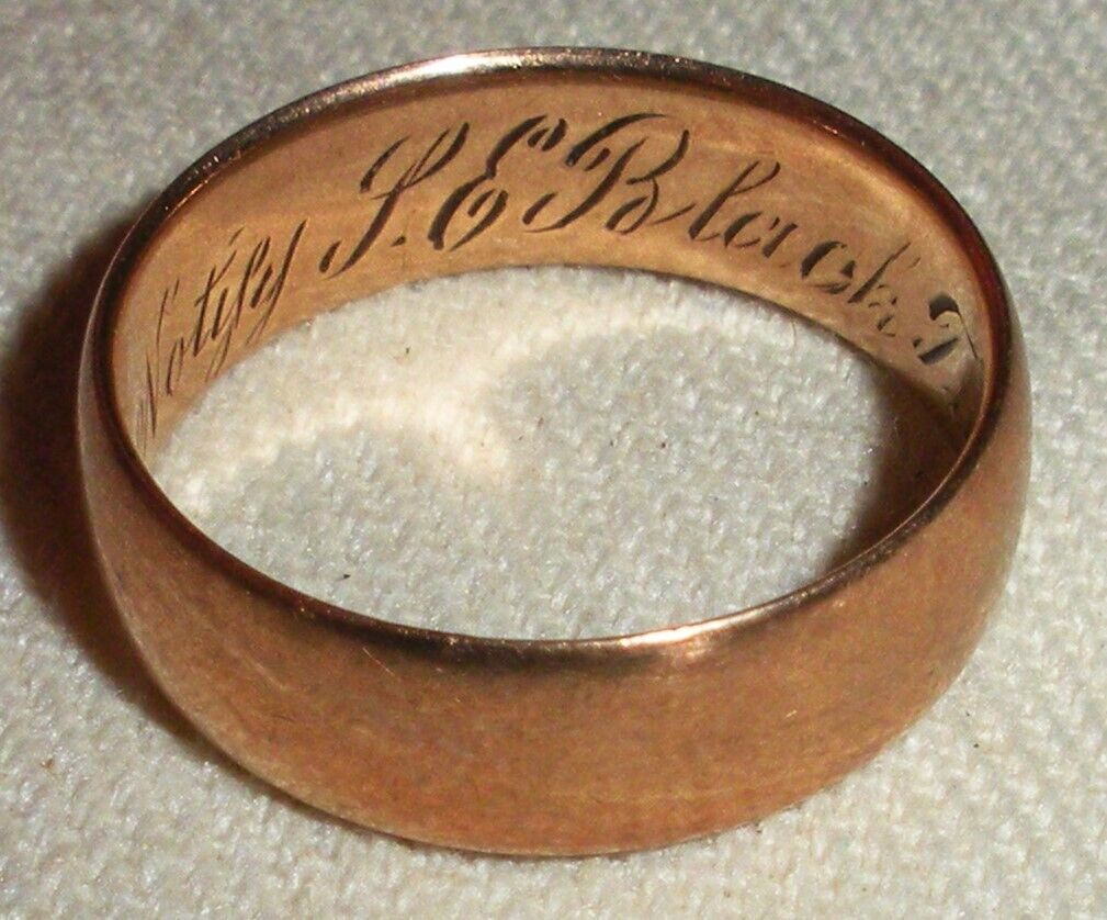ANTIQUE 1800S 10K GOLD WEDDING BAND RING ENGRAVED TULSA OKLAHOMA SIZE 6.5 vafo