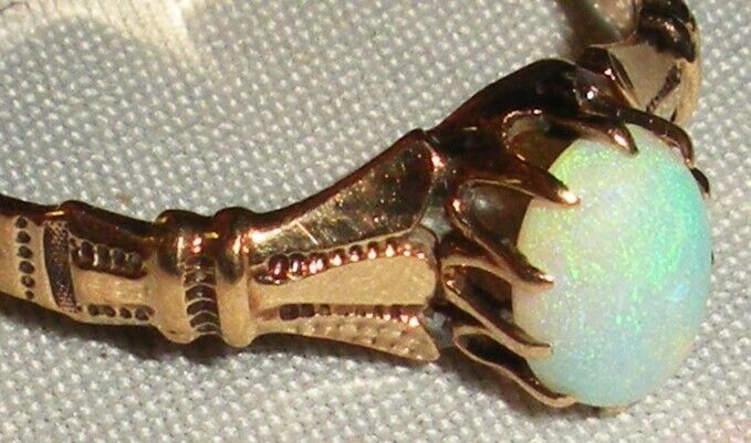 ANTIQUE 1800s 10K VICTORIAN OPAL ENGAGEMENT RING SIZE 7 1/4 tuvi