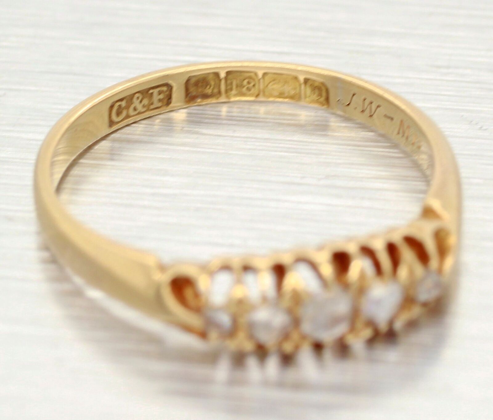 1800s Victorian 0.30ctw Rose Cut Diamond Band Ring - 18k Yellow Gold | Size 6.75