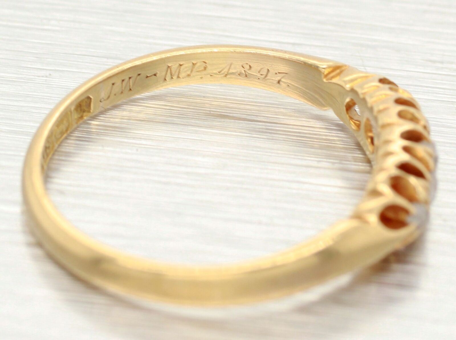 1800s Victorian 0.30ctw Rose Cut Diamond Band Ring - 18k Yellow Gold | Size 6.75