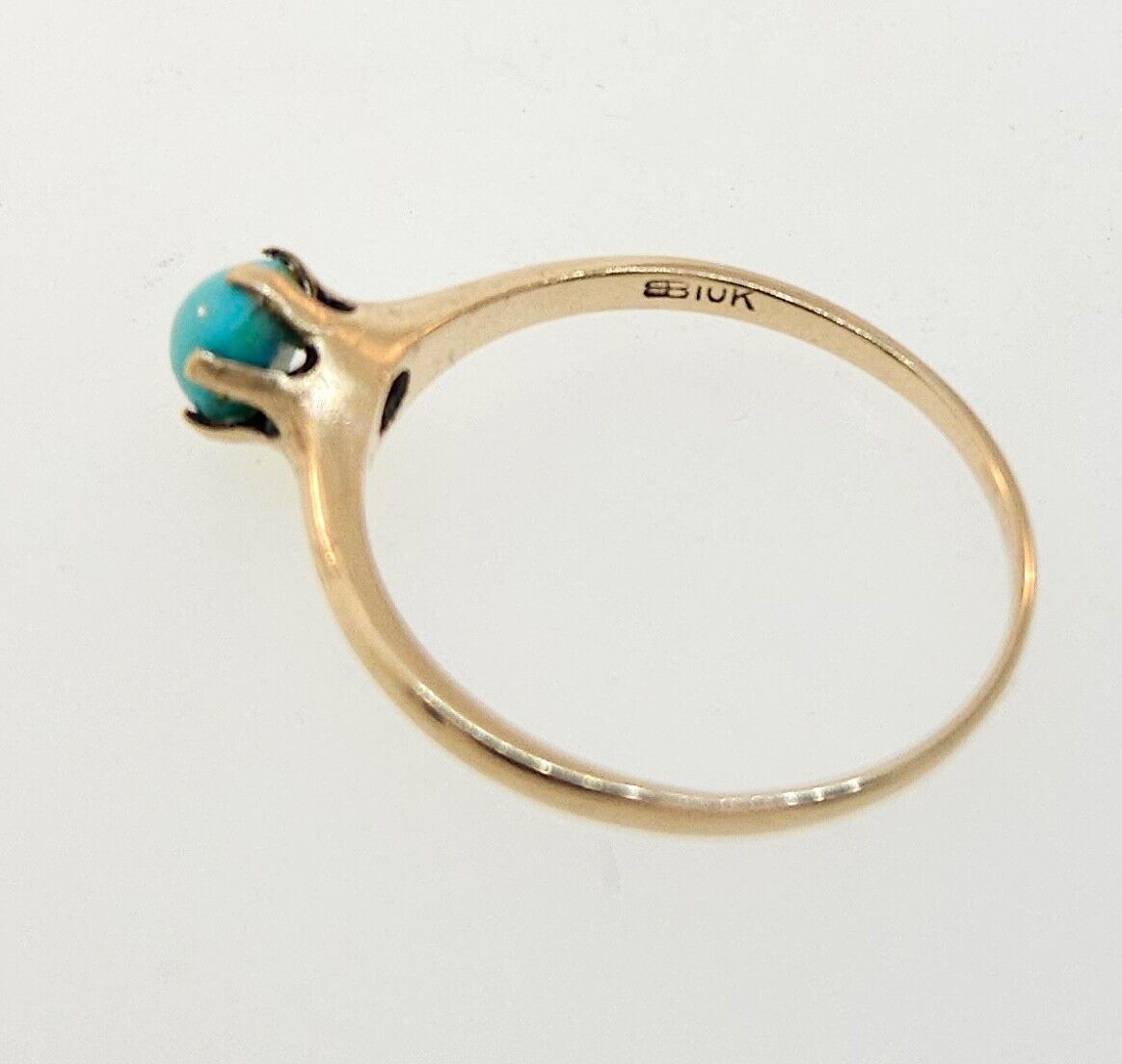 Antique 1800's Victorian 10k Yellow Gold Turquoise Solitaire Ring