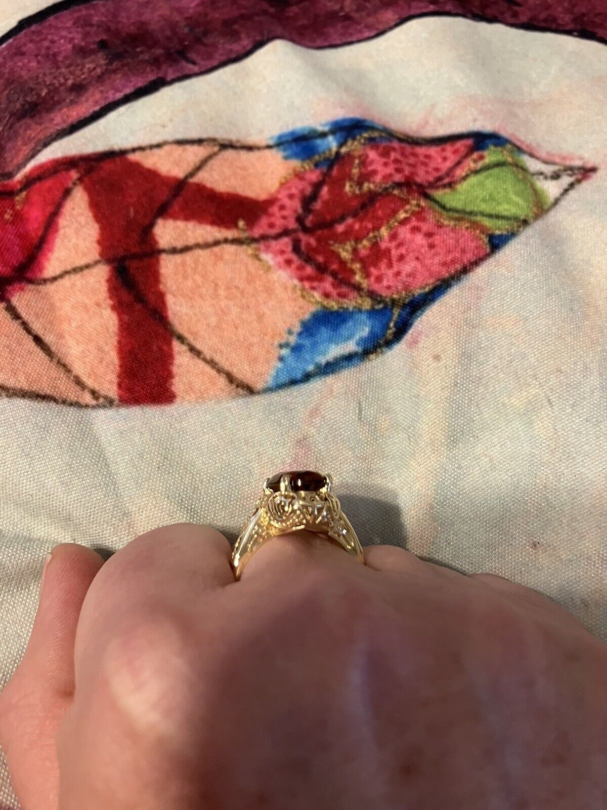 1800s Style Brown Zircon ring Gorgeous Antique Look.  Size 8 . Gold Plated