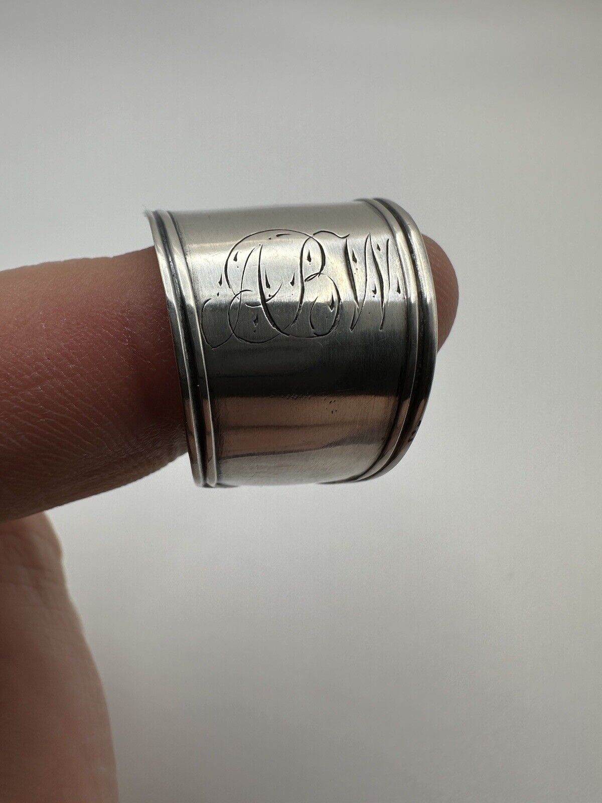 Antique 1800s Sterling Silver Spoon Ring ABW Size 10.5