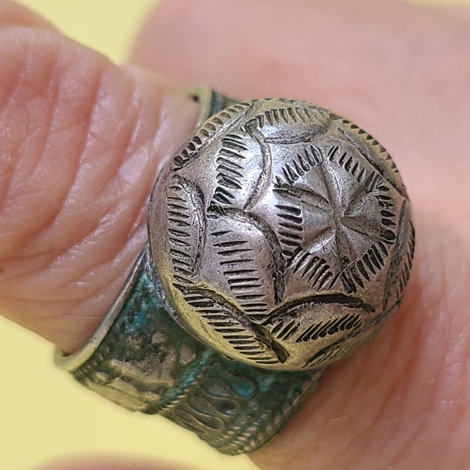 1800s Handmade Antique STERLING SILVER Ring 11 GRAMS 9.25 SZ Ethnic Ring A-1A