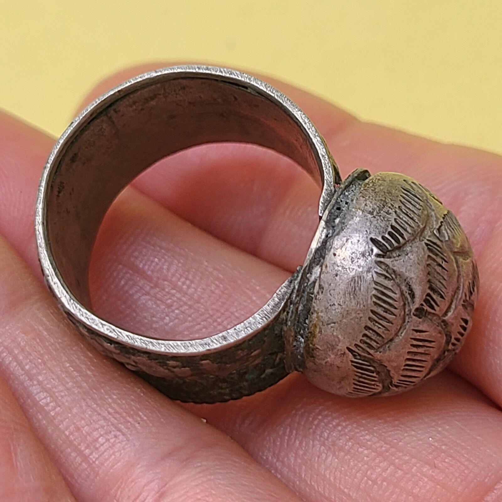 1800s Handmade Antique STERLING SILVER Ring 11 GRAMS 9.25 SZ Ethnic Ring A-1A