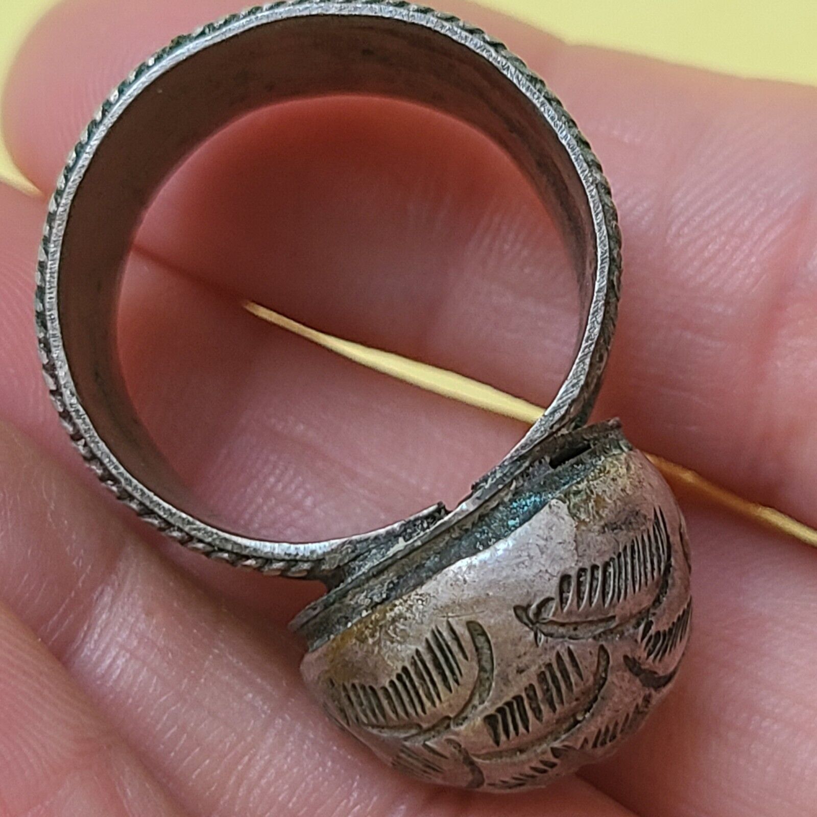 1800s Handmade Antique STERLING SILVER Ring 11 GRAMS 9.25 SZ Ethnic Ring A-1A