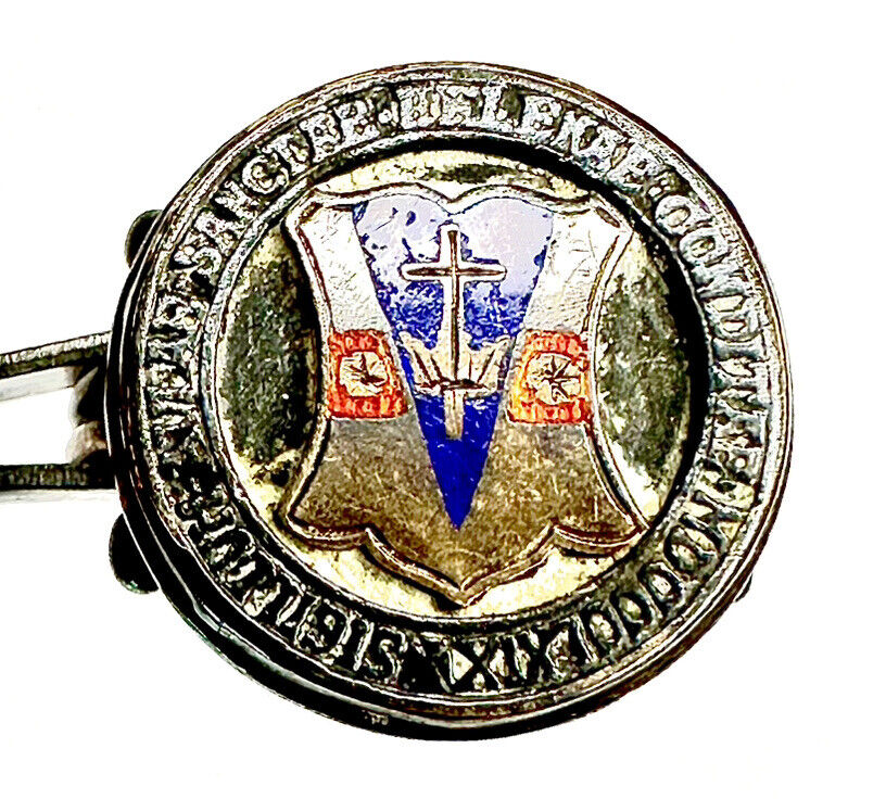 Antique 1800s 10Kt Gold Knights of Columbus Signet Ring, Enamel Detail, 4g Rare