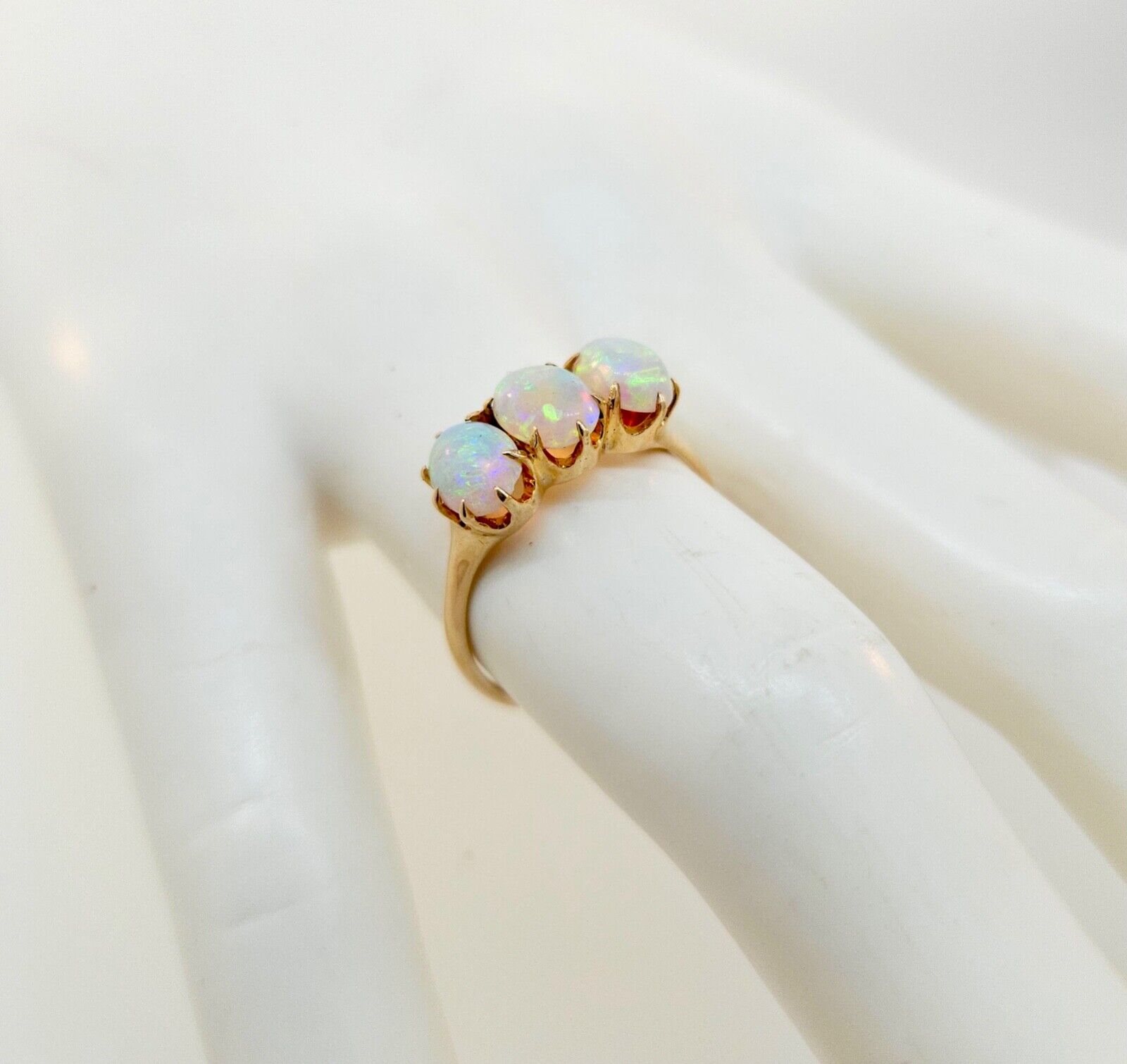 Antique 1800's Victorian 10k 3 Stone Opal Ring