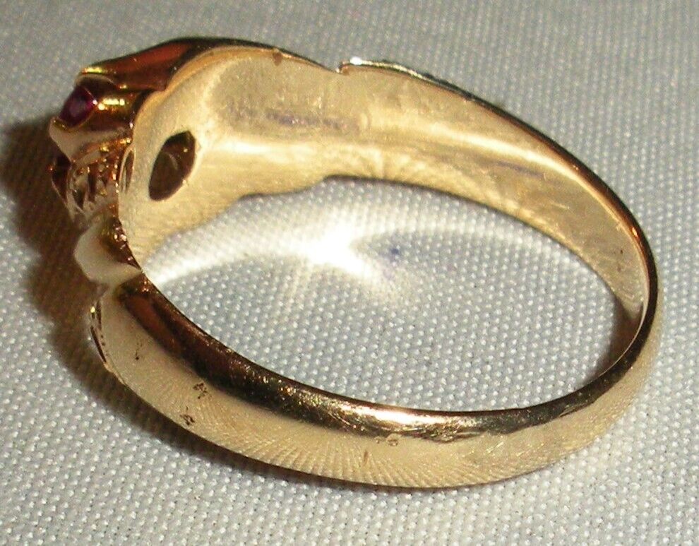 ANTIQUE 1800s 14K VICTORIAN RUBY ENGAGEMENT RING SIZE 7 tuvi