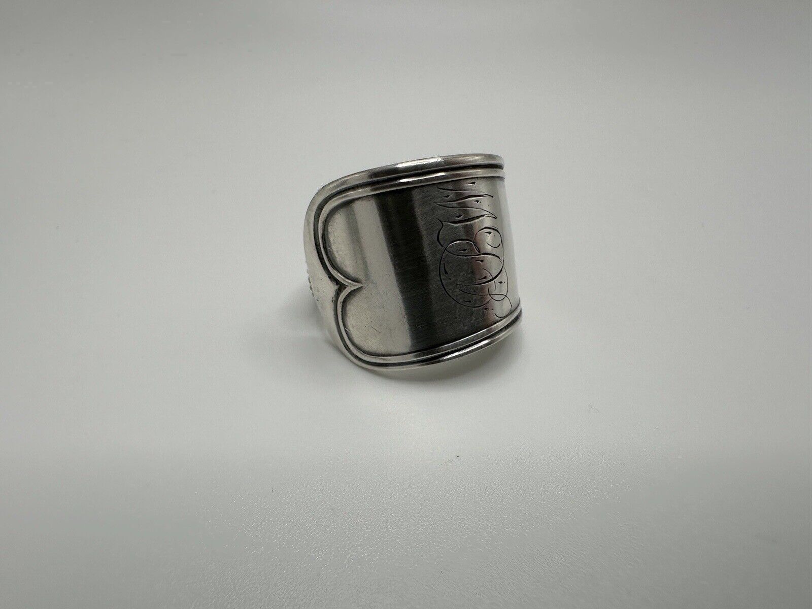 Antique 1800s Sterling Silver Spoon Ring ABW Size 10.5