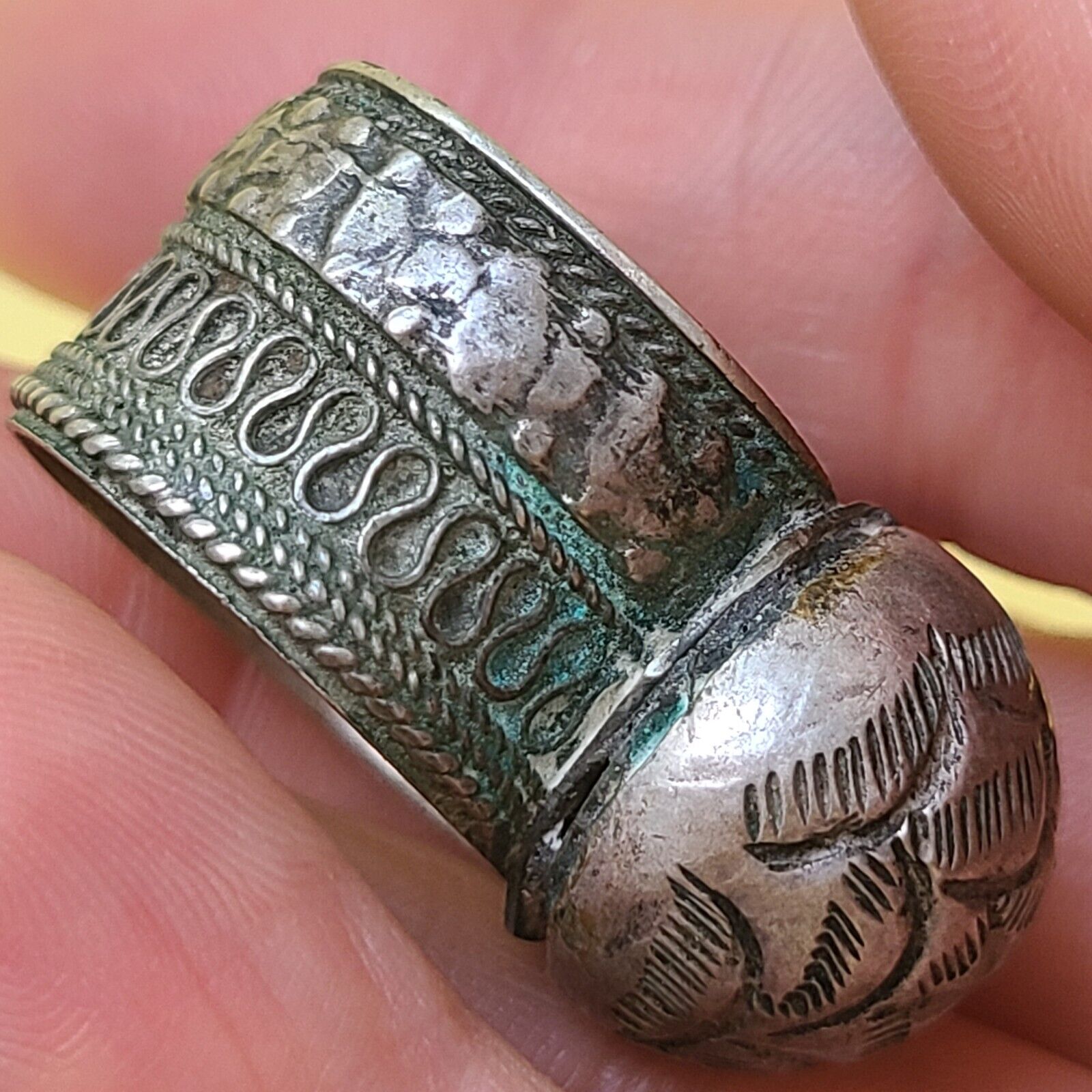 1800s Handmade Antique STERLING SILVER Ring 11 GRAMS 9.25 SZ Ethnic Ring A-1A