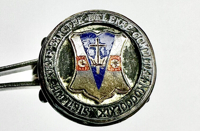 Antique 1800s 10Kt Gold Knights of Columbus Signet Ring, Enamel Detail, 4g Rare