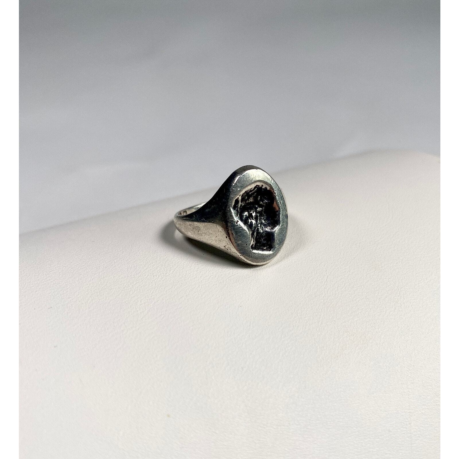 Antique 1800's English Sterling Silver Silhouette Ring, Rare, Hallmarks Wax Seal