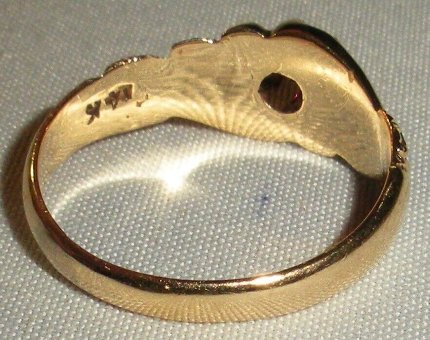 ANTIQUE 1800s 14K VICTORIAN RUBY ENGAGEMENT RING SIZE 7 tuvi