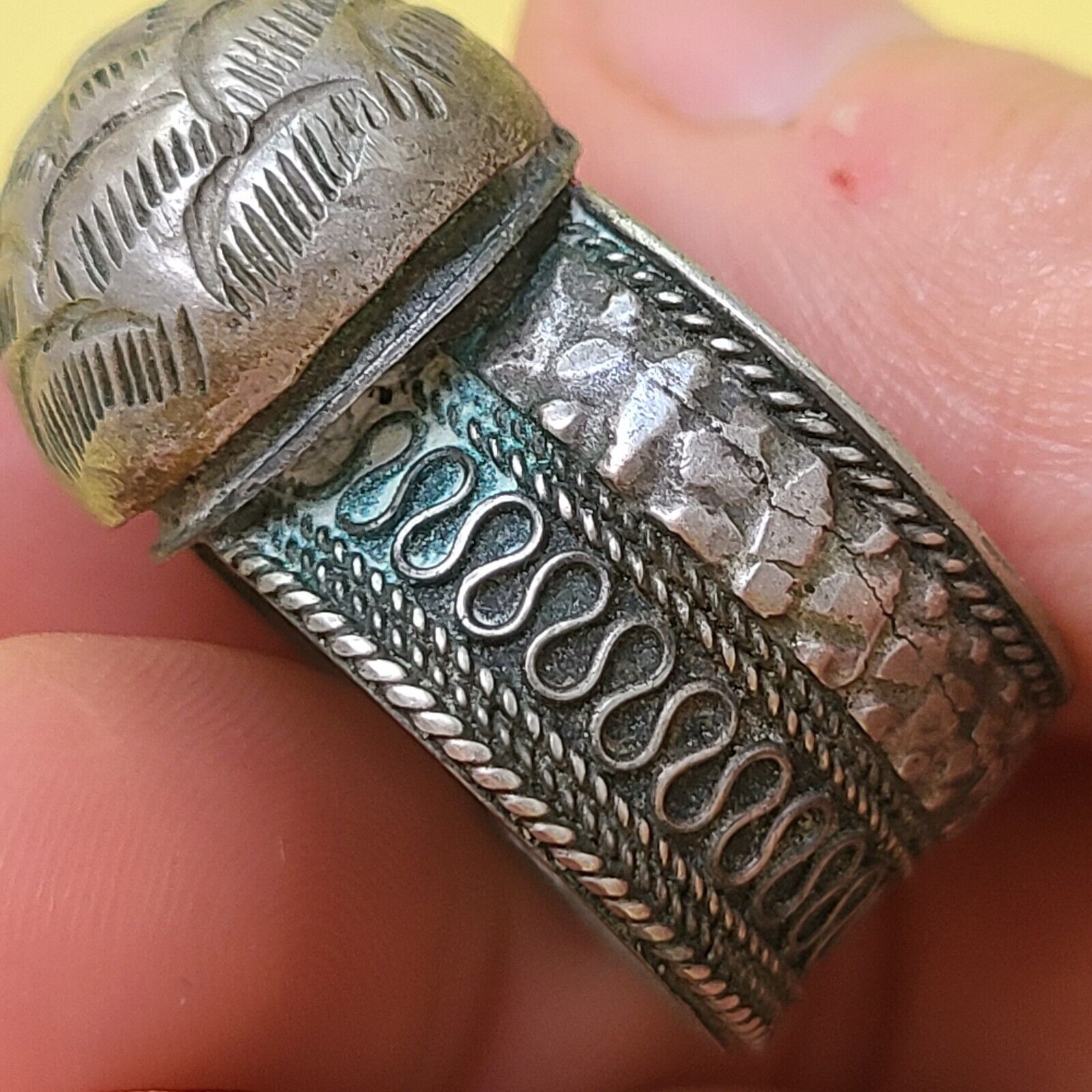 1800s Handmade Antique STERLING SILVER Ring 11 GRAMS 9.25 SZ Ethnic Ring A-1A