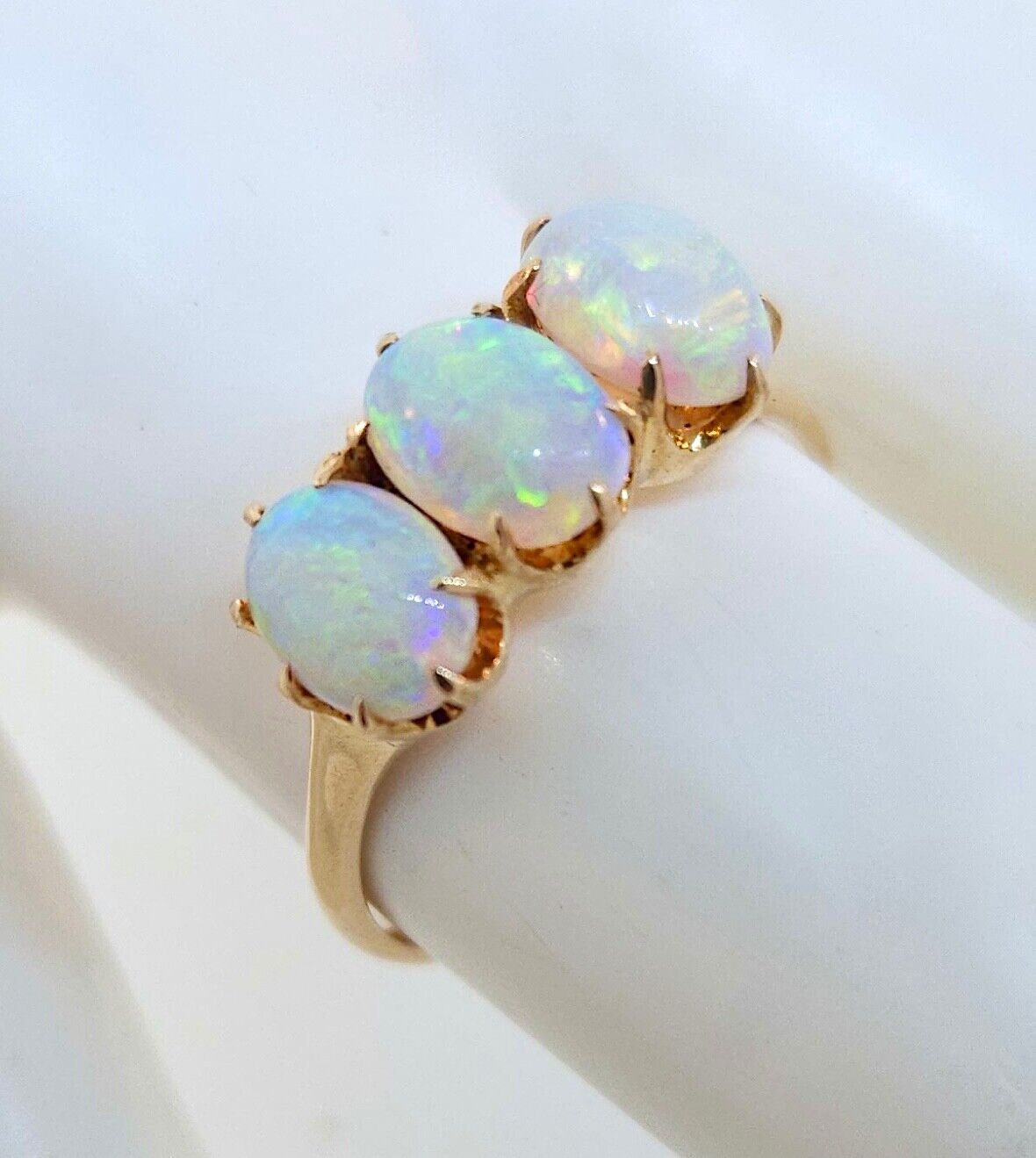 Antique 1800's Victorian 10k 3 Stone Opal Ring